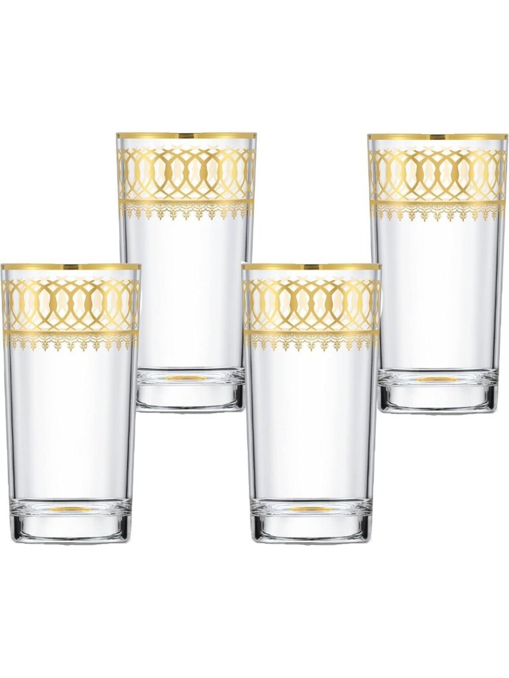 Elegant 24K Gold Floral Design Set of 4 - Stunning Home Decor Accents